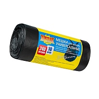 Мешки для мусора 240 л, черные, в рулоне 10 шт., ПНД 40 мкм, 1250х1000 мм, Крепак, 4607075710153 в Грозном