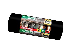 Мешки для мусора 240 л, ароматизированные, черные, в рулоне 10 шт., ПВД 45 мкм, 1300х930 мм, PREMIUM+, 24010830 в Грозном