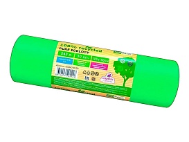 Мешки для мусора 240 л, ароматизированные, биоразлагаемые, зеленые, в рулоне 10 шт., ПВД 40 мкм, 1500х1100 мм, PURE ECOLOGY, bio24010120 в Грозном