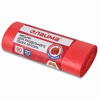 Мешки для мусора 60 л, красный, в рулоне 20 шт., ПНД, 10 мкм, 680х580 мм, LAIMA, 606702 в Грозном Мешки для мусора 60 л, красный, в рулоне 20 шт., ПНД, 10 мкм, 680х580 мм, LAIMA, 606702 в Грозном