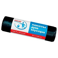 Мешки для мусора 160 л, черные, в рулоне 20 шт., ПВД, 30 мкм, 1200х870 мм, PACLAN Professional, 604082 в Грозном