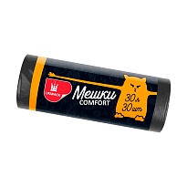 Мешки для мусора 30 л, черные, в рулоне 30 шт., ПНД, 7 мкм, 560х480 мм, Comfort, М0291 (МН 30-30ч) в Грозном