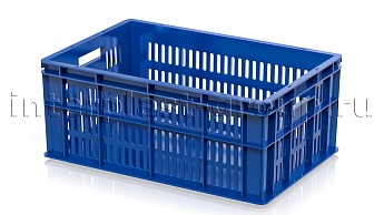 Ящик для молока, мяса, овощей и фруктов большая перфорация дно сплошное синий в Грозном