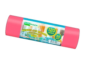 Мешки для мусора 120 л, с завязками, красные, в рулоне 10 шт., ПНД, 15 мкм, 800х750 мм, VIP, Z12010red в Грозном