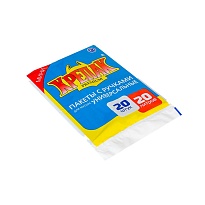 Мешки для мусора 20 л, с ручками, черные, в пачке 20 шт., ПНД, 10 мкм, 550х440 мм, Крепак, 4607075710085 в Грозном