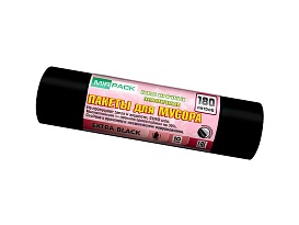 Мешки для мусора 180 л, ароматизированные, черные, в рулоне 10 шт., ПВД, 50 мкм, 1100х930 мм, EXTRA black, 18008301 в Грозном
