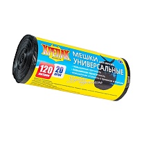 Мешки для мусора 120 л, черные, в рулоне 20 шт., ПНД, 15 мкм, 1100х700 мм, Крепак, 4607075710207 в Грозном