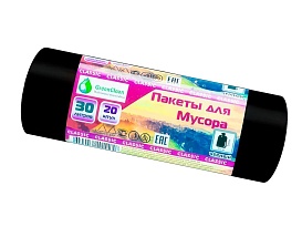 Мешки для мусора 30 л, черные, в рулоне 20 шт., ПНД, 7 мкм, 600х500 мм, MIRPACK Classik, 302040 в Грозном