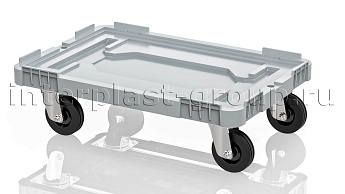 Тележка пластиковая сплошная без тормозов усиленная серая в Грозном Тележка пластиковая сплошная без тормозов усиленная серая в Грозном