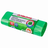 Мешки для мусора 60 л, зеленые, в рулоне 20 шт., ПНД, 10 мкм, 680х580 мм, LAIMA, 606704 в Грозном Мешки для мусора 60 л, зеленые, в рулоне 20 шт., ПНД, 10 мкм, 680х580 мм, LAIMA, 606704 в Грозном