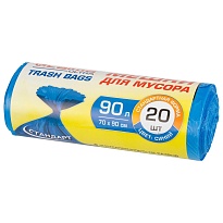 Мешки для мусора 90 л, синие, в рулоне 20 шт., ПНД, 14 мкм, 900х700 мм, LAIMA ULTRA, 607693 в Грозном