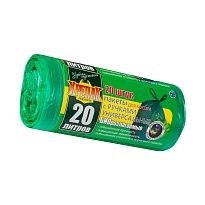 Мешки для мусора 20 л, биоразлагаемые, с ручками, черные, в рулоне 30 шт., ПНД, 10 мкм, 550х440 мм, Крепак, 4607075710047 в Грозном