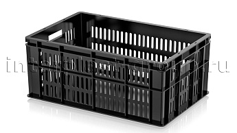Ящик для молока, мяса, овощей и фруктов большая перфорация дно сплошное черный в Грозном