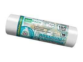 Мешки для мусора 180 л, ароматизированные, белые, в рулоне 10 шт., ПВД, 35 мкм, 1100х930 мм, PREMIUM+, 180105302 в Грозном