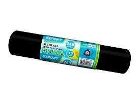 Мешки для мусора 240 л, черные, в рулоне 10 шт., ПВД 80 мкм, 1300х930 мм, EXPORT, exp 24010167 в Грозном