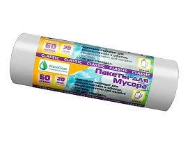 Мешки для мусора 60 л, белые, в рулоне 20 шт., ПНД, 7 мкм, 700х600 мм, MIRPACK Classik, 602052 в Грозном