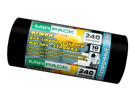 Мешки для мусора 240 л, ароматизированные, черные, в рулоне 10 шт., ПВД 70 мкм, 1300х930 мм, СТРОЙКА, S24010130 в Грозном