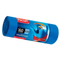 Мешки для мусора 160 л, с ушками, синие, в рулоне 10 шт., ПВД, 30 мкм, 1250х900 мм, PACLAN Multitop, 604064 в Грозном