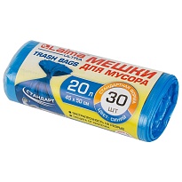 Мешки для мусора 20 л, синие, в рулоне 30 шт., ПНД, 8 мкм, 500х450 мм, LAIMA, 607682 в Грозном