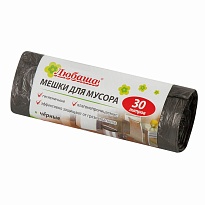 Мешки для мусора 30 л, черные, в рулоне 20 шт., ПНД, 5 мкм, 550х470 мм, Любаша эконом, 605329 в Грозном Мешки для мусора 30 л, черные, в рулоне 20 шт., ПНД, 5 мкм, 550х470 мм, Любаша эконом, 605329 в Грозном
