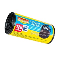 Мешки для мусора 120 л, черные, в рулоне 30 шт., ПНД, 15 мкм, 1100х700 мм, Крепак, 4607075710122 в Грозном