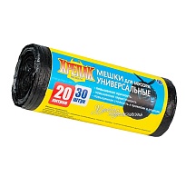Мешки для мусора 20 л, черные, в рулоне 30 шт., ПНД, 10 мкм, 550х440 мм, Крепак, 4607075710092 в Грозном